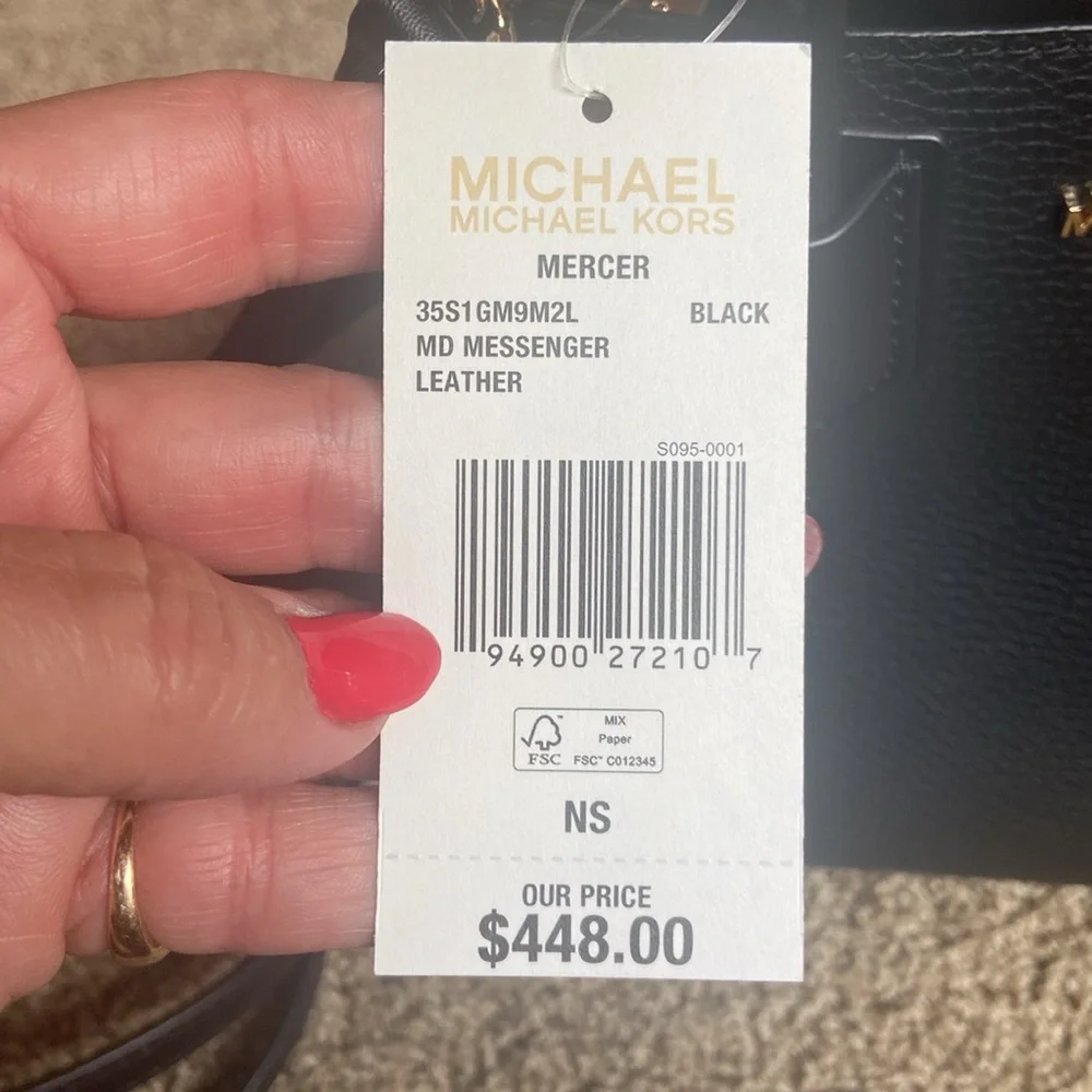MICHAEL Michael Kors Mercer Messenger Black Leather Bag - Picture 7 of 14